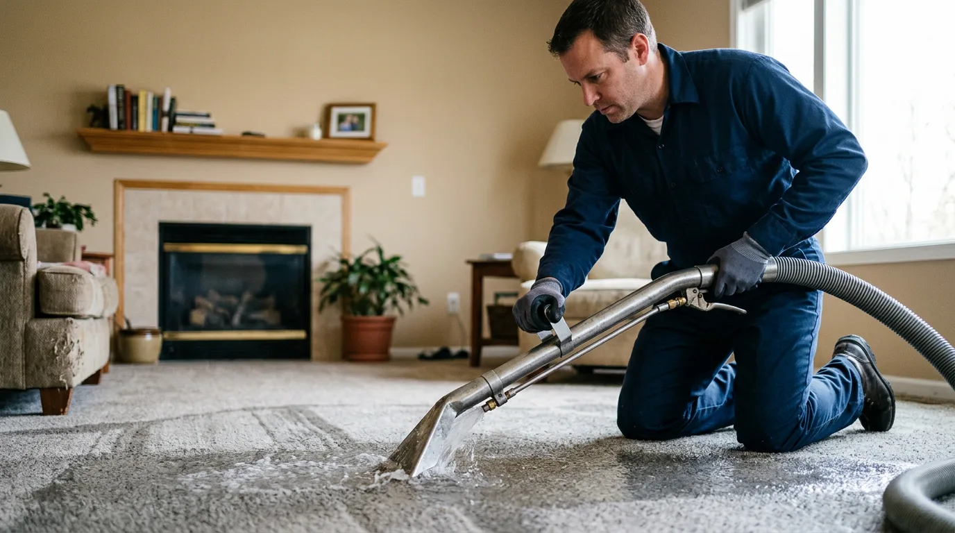 Water damage restoration technician working near Batesville, TX
